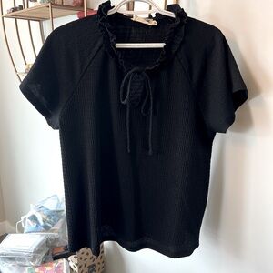 Everleigh Black Ruffled Blouse